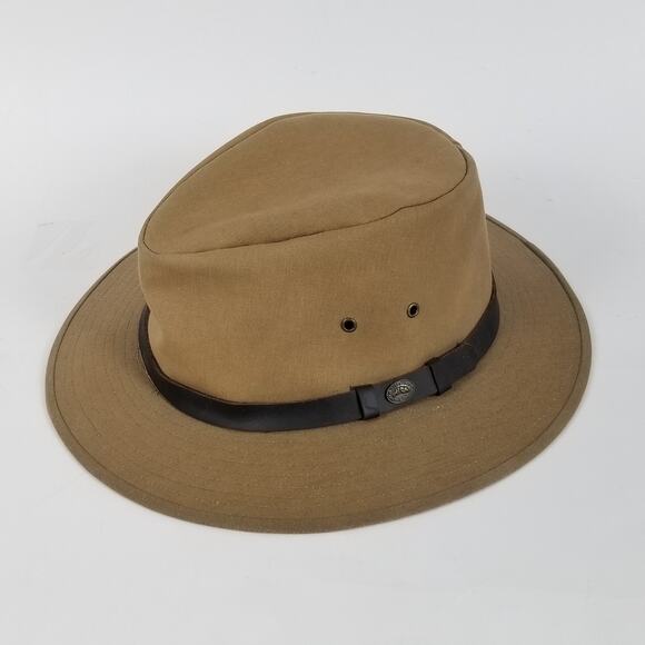 Australian Outback Collection Hat Safari Fitted Mens 2XL Brown Waxed Cotton Logo - Picture 1 of 10
